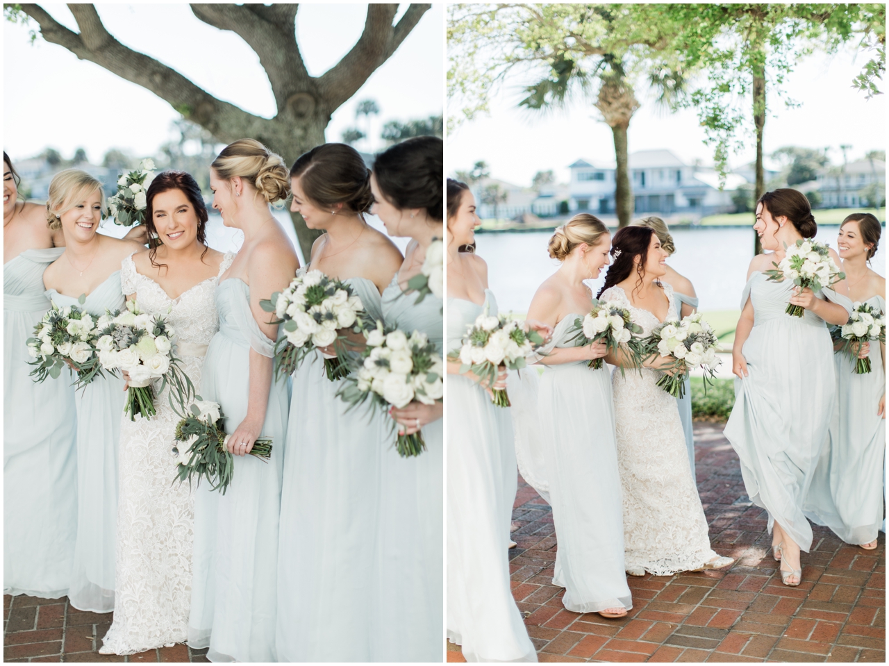 Bride and bridesmaids in soft blue - Ponte Vedra Wedding