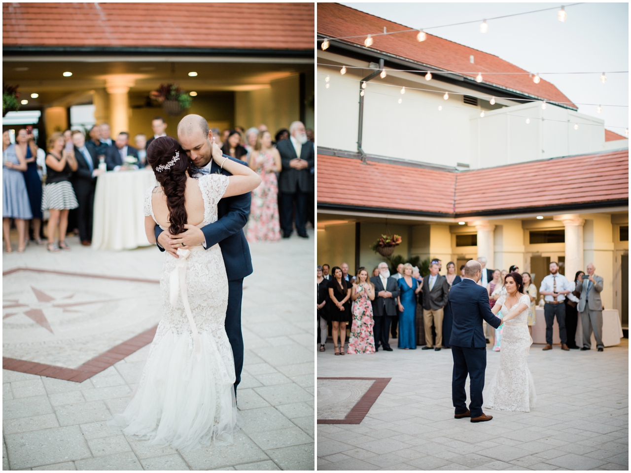 Bride and groom's first dance courtyard, Ponte Vedra Inn & Club